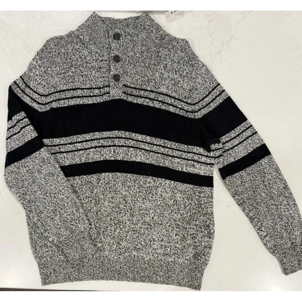 Croft & Barrow Men's Button Up Knitted Pullover Sweater 100% Cotton Size Large